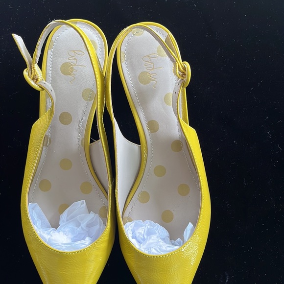 Boden Florrie Patent Leather Mud Block Heel Slingback Pumps Mustard EU 41 - Picture 2 of 6
